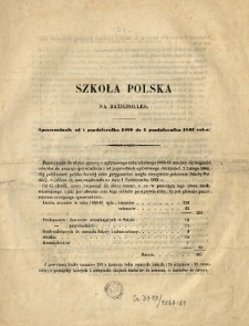 Szkoła Polska na Batignolles : sprawozdanie od 1 października 1860 do 1 października 1861 roku