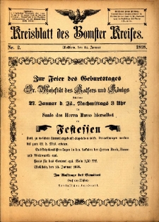 Kreisblatt des Bomster Kreises 1898.01.14 No.2
