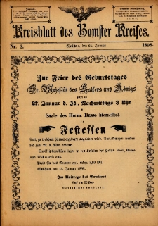 Kreisblatt des Bomster Kreises 1898.01.21 No.3