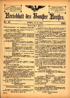 Kreisblatt des Bomster Kreises 1898.04.21 No.16