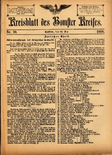 Kreisblatt des Bomster Kreises 1898.05.20 No.20