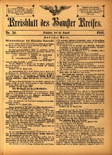 Kreisblatt des Bomster Kreises 1898.08.26 No.34