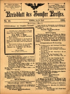 Kreisblatt des Bomster Kreises 1900.04.20 No.16