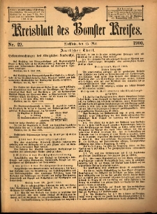 Kreisblatt des Bomster Kreises 1900.05.15 No.22
