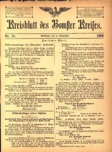 Kreisblatt des Bomster Kreises 1900.11.02 No.70