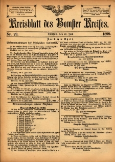 Kreisblatt des Bomster Kreises 1899.07.21 No.29
