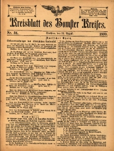 Kreisblatt des Bomster Kreises 1899.08.25 No.34