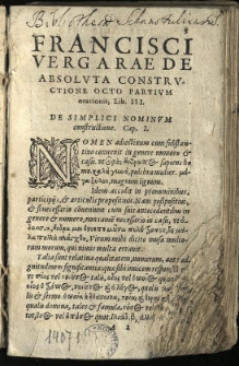 [Francisci Vergarae Grammaticae Graecae lib. III. et IIII. de absoluta constructione octo partium orationis, de Orthographia ac prosodia]