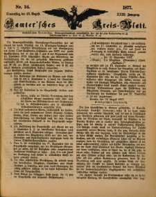 Samtersches Kreis-Blatt = Dziennik Powiatu Szamotulskiego 1877.08.23 Jg.23 Nr34