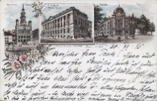 Poznań/Posen. Ratusz/Rathaus. Biblioteka Raczyńskich/Raczyńskische Bibliothek. Poczta/Post.