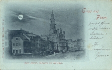 Gruss aus Posen. Alter Markt. Südseite mit Rathaus.