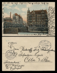 Posen. Breitestrasse mit Wallischeibr&uuml;cke.