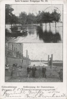 Posen. &Uuml;berschwemmungsgebiet. Eichwaldstrasse. Abd&auml;mmung der Dammstrasse.
