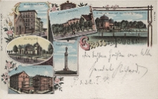 Gruss aus Posen. Feld-Artillerie Kaserne. Marien Gymnasium. Elephantenhaus (Idyll aus dem Zoologischen Garten). Kaisergarten. Rolandsäule. Louisenschule.