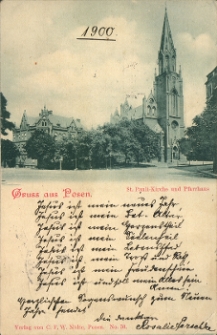 Gruss aus Posen. St.Pauli-Kirche und Pfarrhaus.