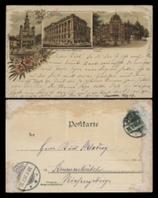 Poznań/Posen. Ratusz/Rathaus. Biblioteka Raczyńskich/Raczyńskische Bibliothek. Poczta/Post.