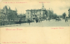 Gruss aus Posen. K&ouml;nigl.Gewerbe- und Haushaltungsschule. Thiergarten-Strasse. Zoologischer Garten.