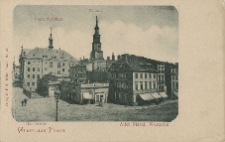 Gruss aus Posen. Alter Markt, Westseite. Hauptwache. Neues Stadthaus. Rathaus.