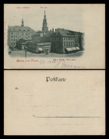 Gruss aus Posen. Alter Markt, Westseite. Neues Stadthaus. Rathaus.