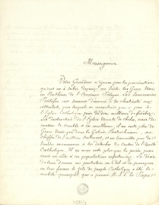 [List Inc.:] "Monseigneur Votre Grandeur n'ignore pas les pers&eacute;cutions ..."