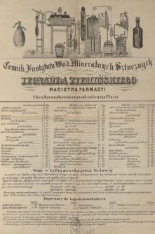 Cennik Instytutu W&oacute;d Mineralnych Sztucznych Leonarda Ziemińskiego [...]