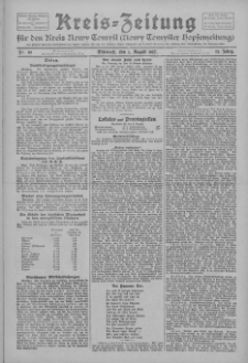 Kreis-Zeitung für d. Kreis Nowy-Tomysl: zugl. Nowy-Tomysler Hopfenzeitung 1927.08.03 Jg.52 Nr88