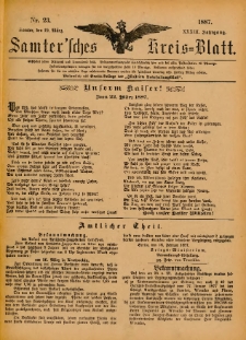 Samtersches Kreis-Blatt = Dziennik Powiatu Szamotulskiego 1887.03.19 Jg.33 Nr23