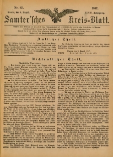 Samtersches Kreis-Blatt = Dziennik Powiatu Szamotulskiego 1887.08.06 Jg.33 Nr63