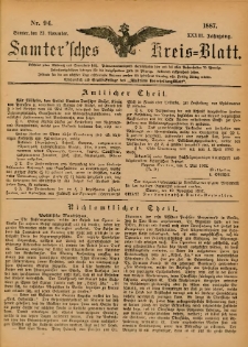 Samtersches Kreis-Blatt = Dziennik Powiatu Szamotulskiego 1887.11.23 Jg.33 Nr94