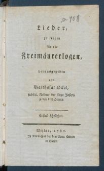 Lieder, zu singen f&uuml;r die Freim&auml;urerlogen.