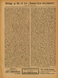 Beilage zu Nr.11 des Samterschen Kreisblattes = Dodatek do Nr.11 dziennika powiatowego Szamotulskiego 1891.02.07 Jg.37