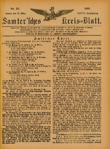 Samtersches Kreis-Blatt = Dziennik Powiatu Szamotulskiego 1891.03.18 Jg.37 Nr22
