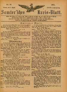 Samtersches Kreis-Blatt = Dziennik Powiatu Szamotulskiego 1891.04.04 Jg.37 Nr27