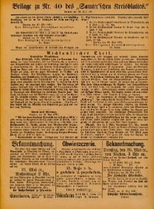 Beilage zu Nr.40 des Samterschen Kreisblatts = Dodatek do Nr.40 dziennika powiatowego Szamotulskiego 1891.05.20 Jg.37