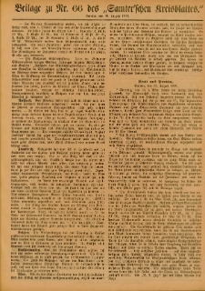 Beilage zu Nr.66 des Samterschen Kreisblattes = Dodatek do Nr.66 dziennika powiatowego Szamotulskiego 1891.08.19 Jg.37