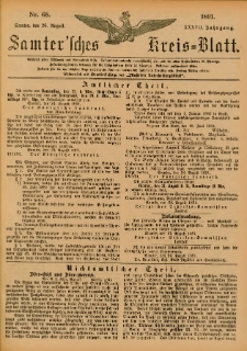 Samtersches Kreis-Blatt = Dziennik Powiatu Szamotulskiego 1891.08.26 Jg.37 Nr68