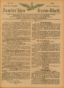Samtersches Kreis-Blatt = Dziennik Powiatu Szamotulskiego 1891.09.16 Jg.37 Nr74