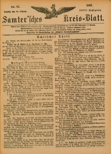 Samtersches Kreis-Blatt = Dziennik Powiatu Szamotulskiego 1891.10.10 Jg.37 Nr81