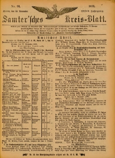 Samtersches Kreis-Blatt = Dziennik Powiatu Szamotulskiego 1891.11.14 Jg.37 Nr91