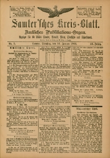 Samtersches Kreis-Blatt = Dziennik Powiatu Szamotulskiego 1902.01.14 Jg.48 Nr5