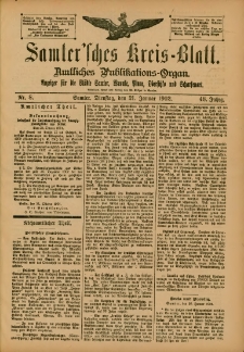 Samtersches Kreis-Blatt = Dziennik Powiatu Szamotulskiego 1902.01.21 Jg.48 Nr8