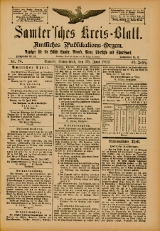 Samtersches Kreis-Blatt = Dziennik Powiatu Szamotulskiego 1902.06.28 Jg.48 Nr74