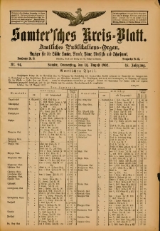 Samtersches Kreis-Blatt = Dziennik Powiatu Szamotulskiego 1902.08.14 Jg.48 Nr94