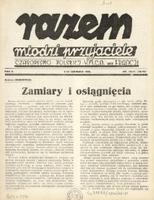 Razem Młodzi Przyjaciele : czasopismo Polskiej YMCA we Francji. 1945 R.2 Nr10-11