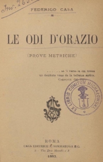 Le odi d'orazio : prove metriche