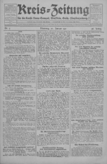 Kreis-Zeitung für d. Kreis Nowy-Tomysl: zugl. Nowy-Tomysler Hopfenzeitung 1931.01.20 Jg.56 Nr9