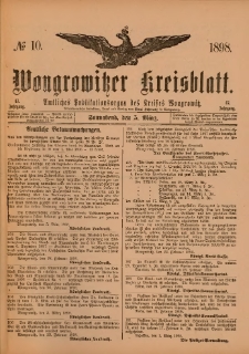 Wongrowitzer Kreisblatt: Amtliches Publikationsorgan des Kreises Wongrowitz 1898.03.05.Jg.47 Nr 10