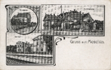 Gruss aus Moschin. Synagoge. Ludwigshöhe. Bahnhof.