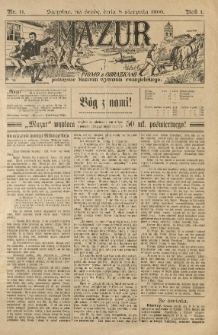 Mazur : pismo z obrazkami poświęcone Mazurom wyznania ewangelickiego. 1906.08.08 R.1 nr11