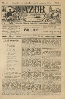 Mazur : pismo z obrazkami poświęcone Mazurom wyznania ewangelickiego. 1906.08.12 R.1 nr12